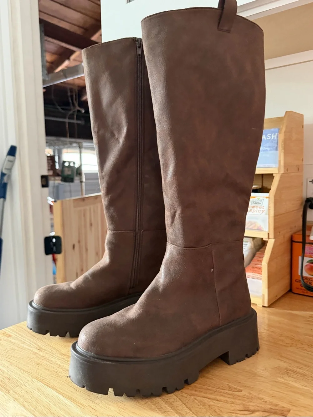 Madden Girl Chunky Platform Knee-High Boots in Dark Brown NWT
